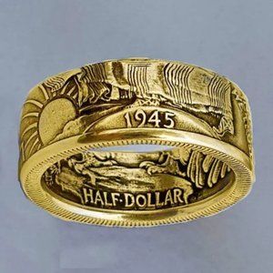 New Gold Plated Antique Coin Morgan United States Ring
